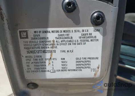 2004 Chevrolet Avalanche 1500 z USA, uszkodzony, nr VIN 3GNEC12T74G255618